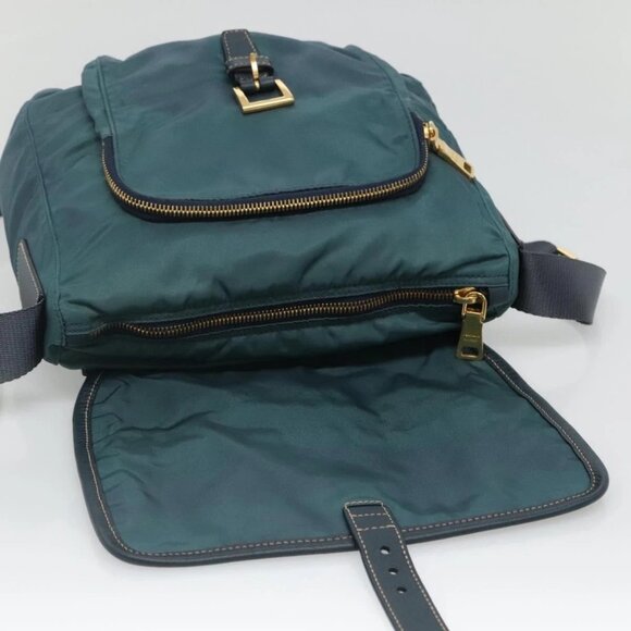 PRADA Shoulder Bag Nylon Green Gold Auth 131481 - Picture 8 of 16